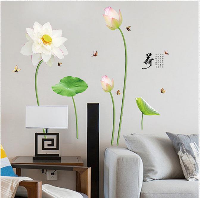 Decan Dán Tường Hoa Sen Tinh Khiết - Combo 02 Tấm (60*90) - CB012