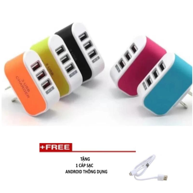 Bộ Cốc sạc điện thoại đa năng 3 cổng USB + Cáp sạc