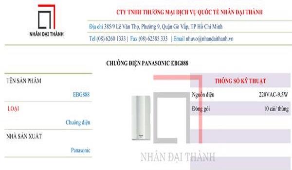 [HCM]CHUÔNG ĐIỆN PANASONIC EBG888