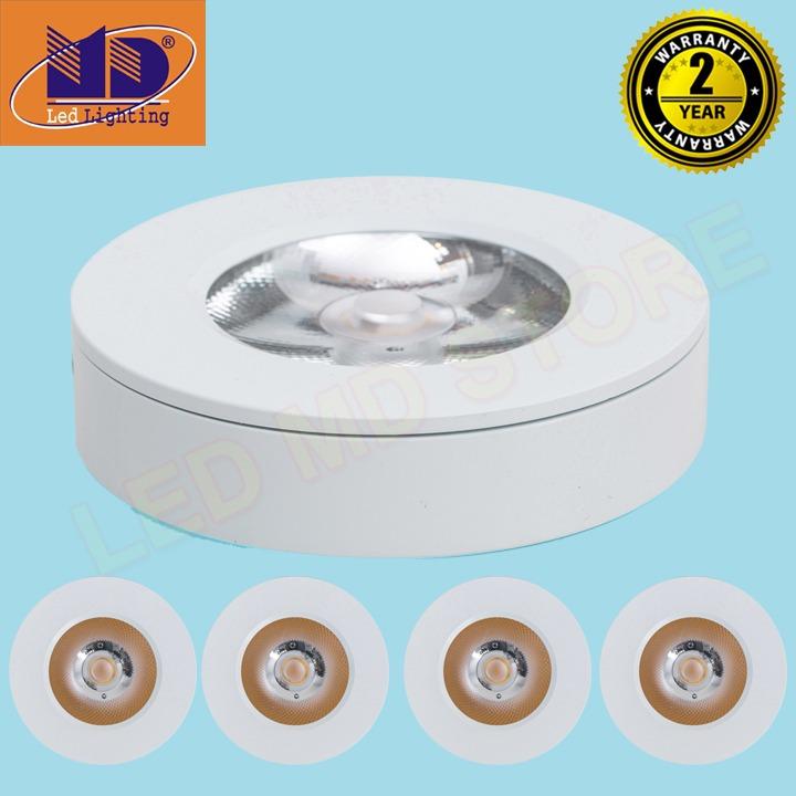 Bộ 5 Đèn led ốp nổi Tròn COB vỏ trắng ánh sáng trung tính 10W