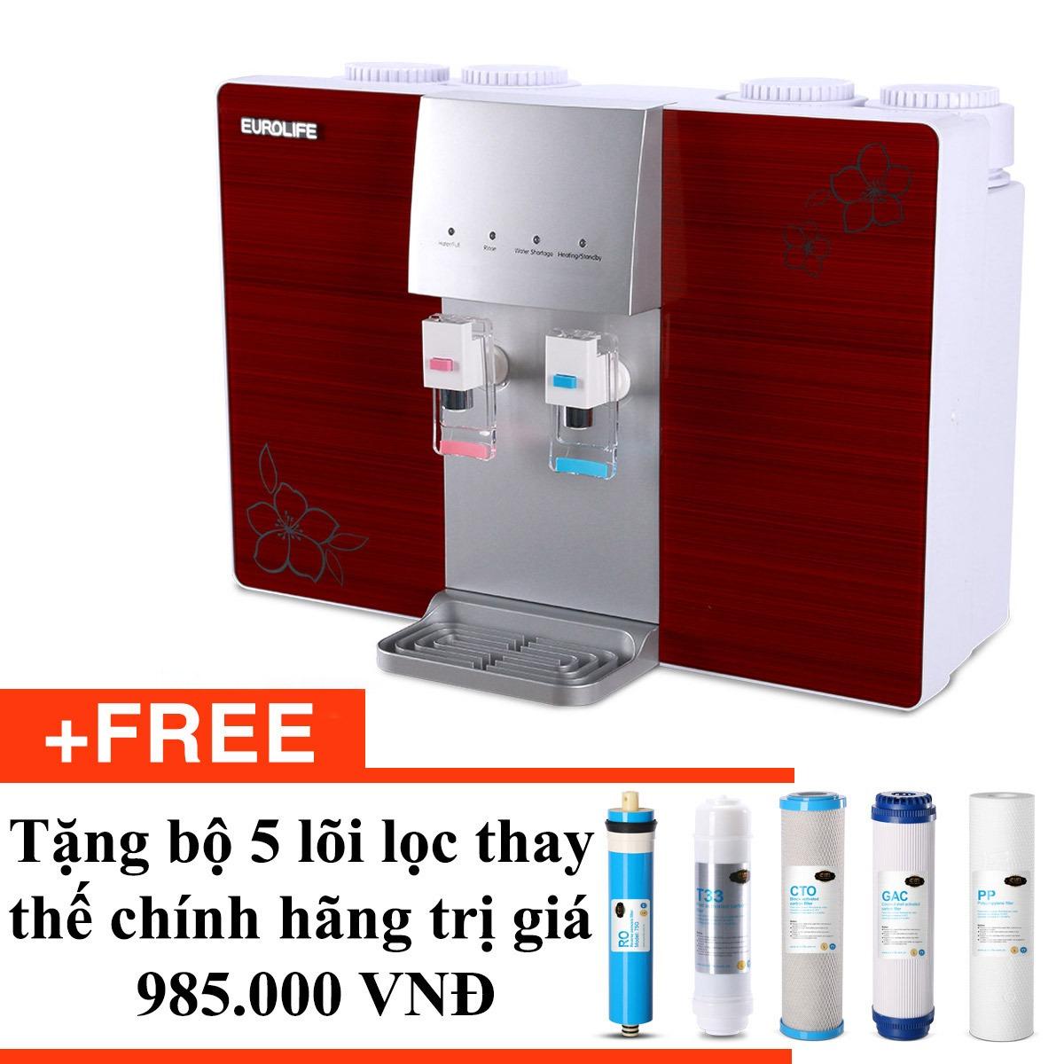 Máy lọc nước RO 5 cấp độ lọc uống trực tiếp, kết hợp máy đun nóng Eurolife EL-RO-730 + Tặng bộ 5 lõi lọc thay thế chính hãng Eurolife