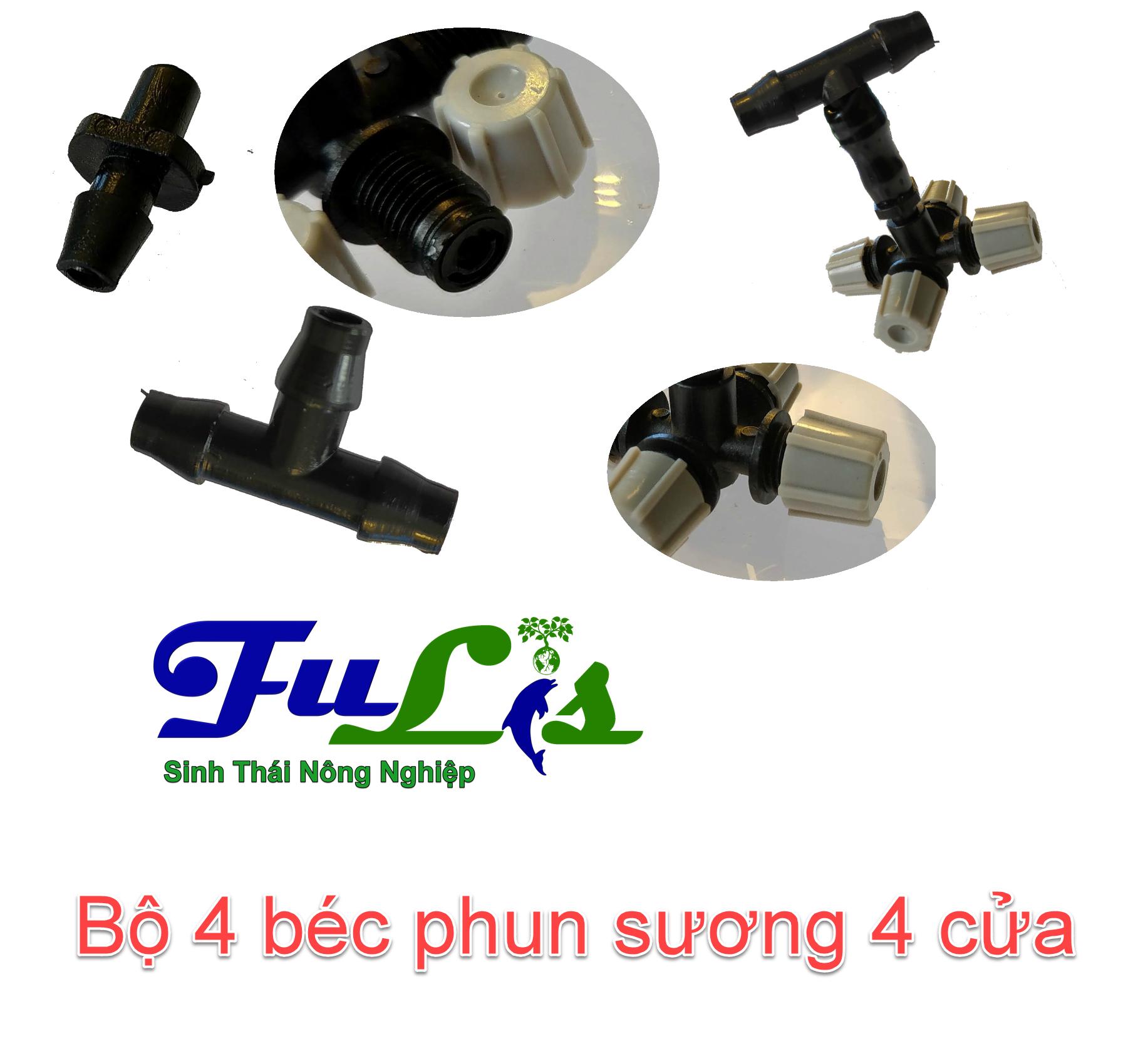Bộ 4 béc tưới phun sương 4 cửa làm mát, trồng rau đô thị, tiết kiệm nước, đơn giản tại nhà.