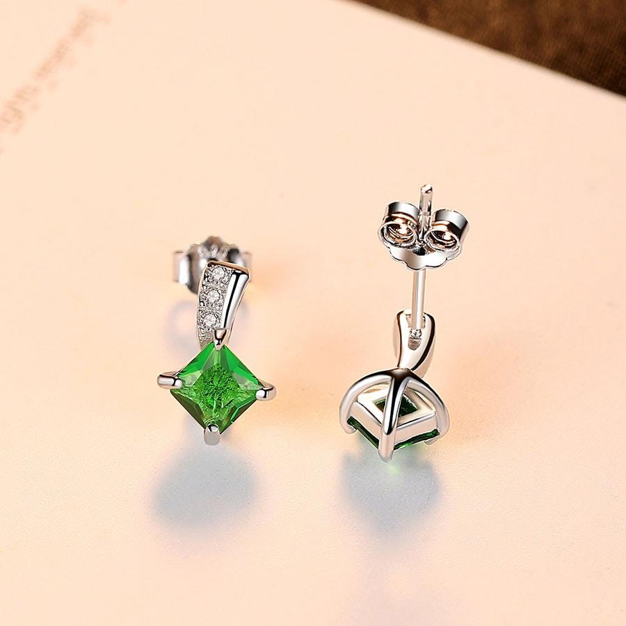 Bông Tai Bạc Đính Đá Ngọc Lục Bảo Tự Nhiên - B1462 - Bảo Ngọc Jewelry