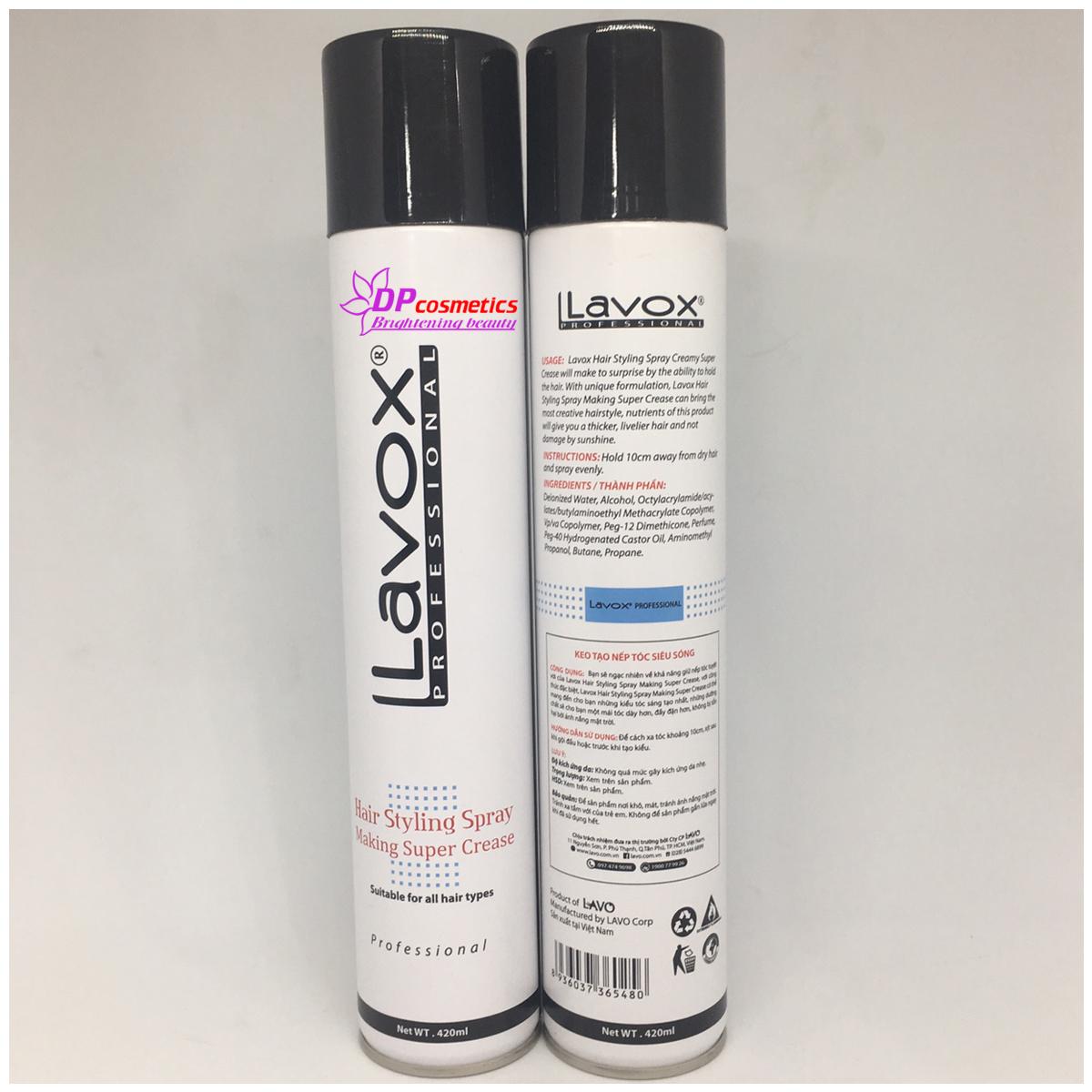 [HCM]Keo xịt tóc Lavox cứng 420ml
