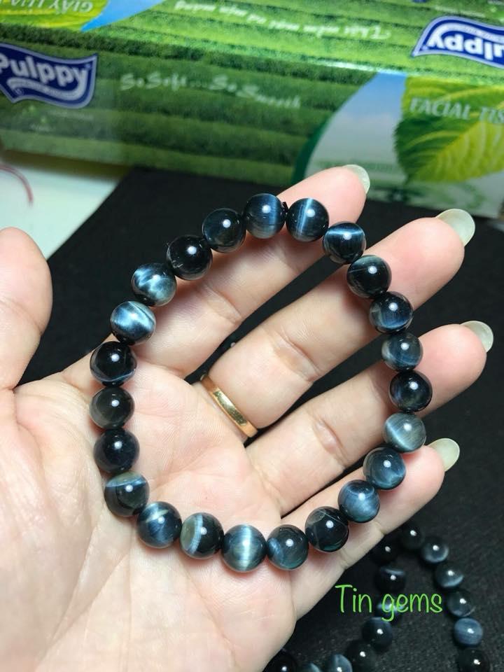 [HCM]VÒNG TAY ĐÁ MẮT HỔ  XANH DƯƠNG  8 LY