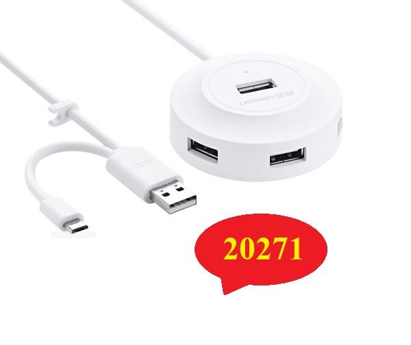 ugreen 20271 Hub USB 4 cổng 2.0 + Micro USB hỗ trợ OTG