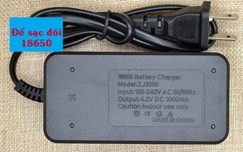 Đế sạc pin đôi 18650 chuyên dụng có dây cắm