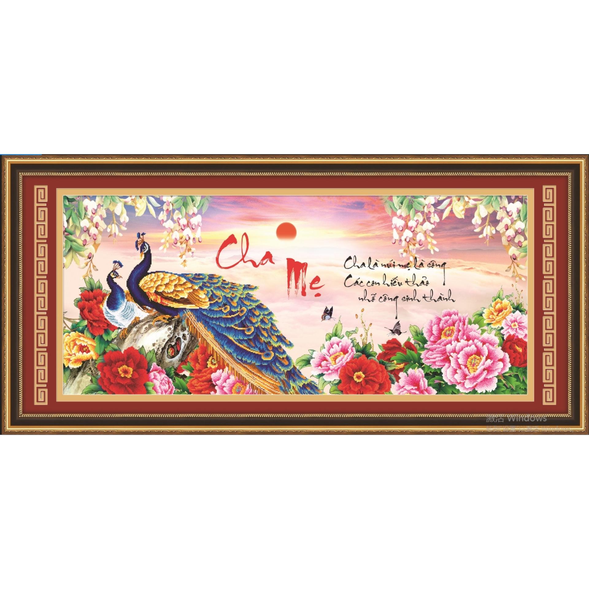 Tranh thêu cha mẹ 53511 kích thước:107x51cm chưa thêu