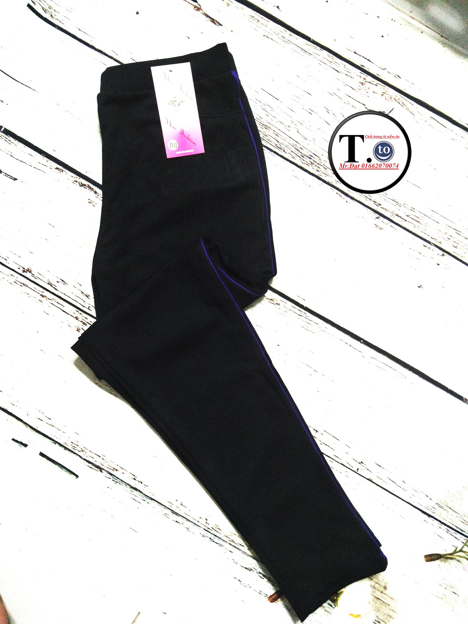 [HCM]Quần thun nữ - legging (Ôm body viền sọc tím)