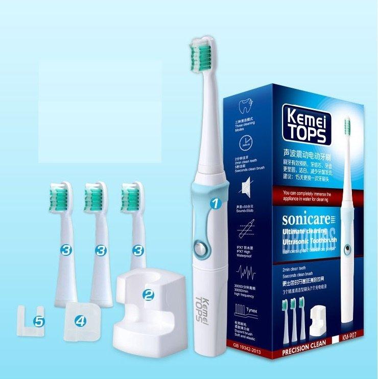 [HCM]Bàn Chải Đánh Răng Điện Đánh Cực Sạch Kemei KM-907