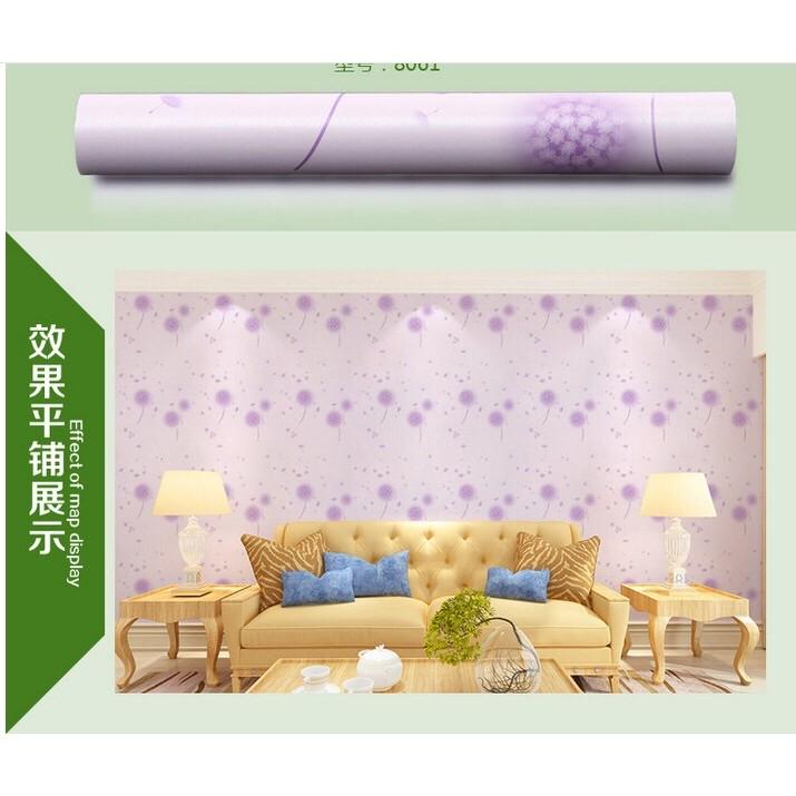 10M giấy dán tường - decal dán tường - hoa bồ công anh tím MS6824