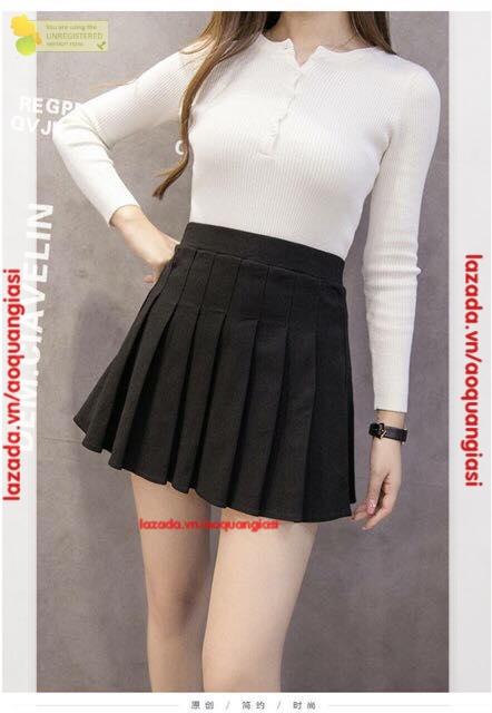 [HCM]Chân váy Tennis xếp li đen thời trang