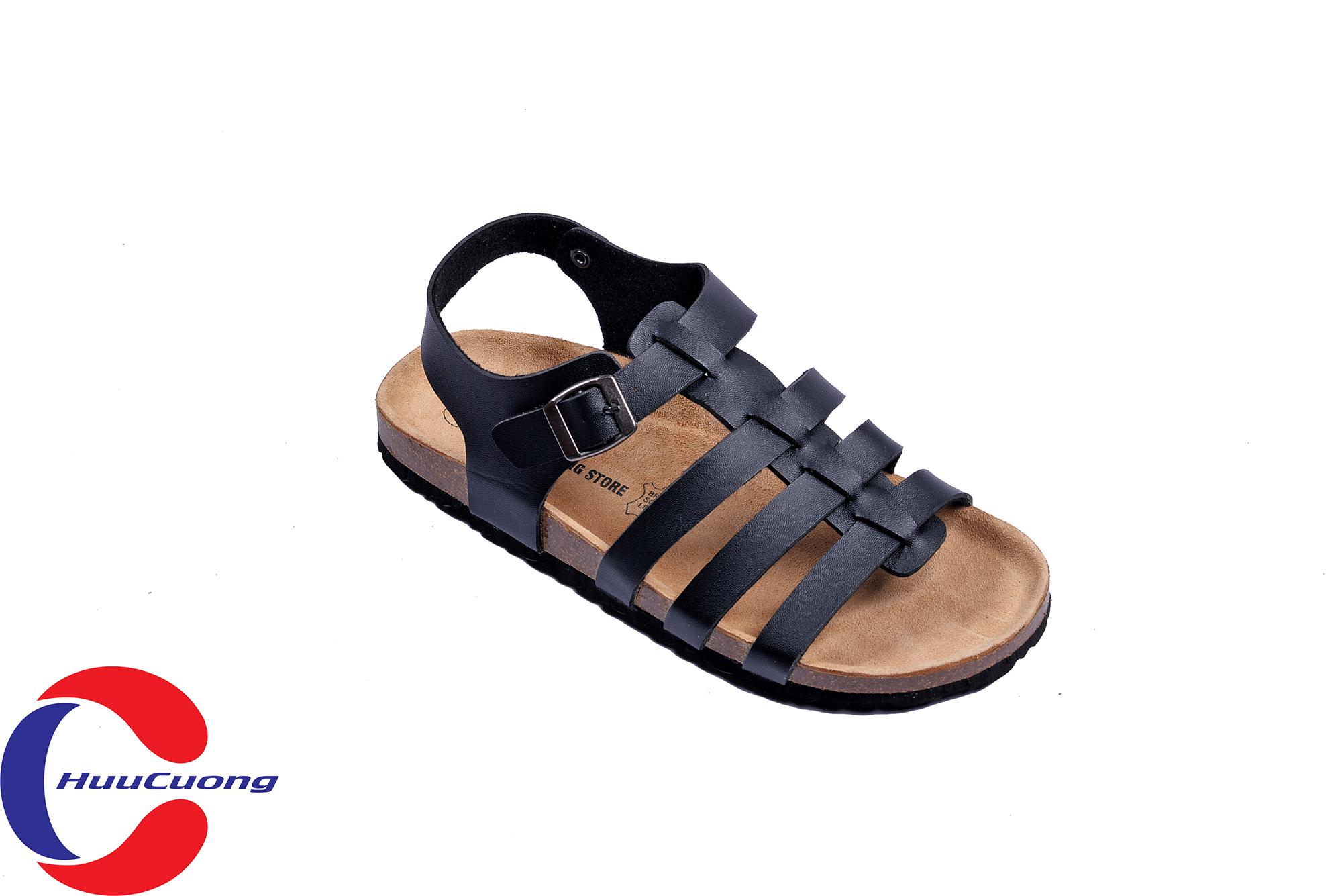 Giày sandal chiến binh đen nam nữ đế trấu