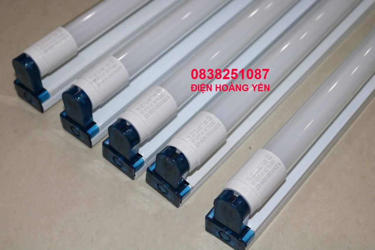 Bộ 5 Bóng đèn led Tuýp thủy tinh 22W 1,2m, (ánh sáng trắng)+ 5 Máng đèn led tuýp 1.2m