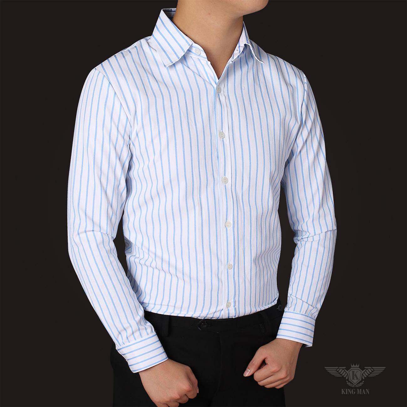 Sơ mi cao cấp Sọc xanh nhạt trẻ trung
