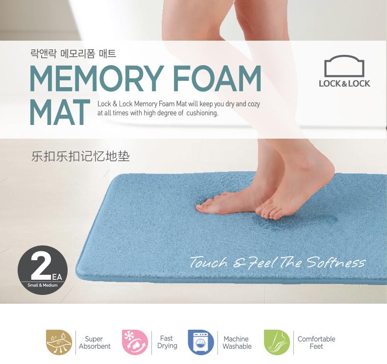 Thảm chùi chân size M Lock&Lock Memory Foam kiểu Basic - kích thước (70 x 46 cm) mã MAT511