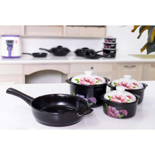 Bộ 3 nồi gốm sứ + Chảo gốm sứ tròn phi 27CM Royalcooks