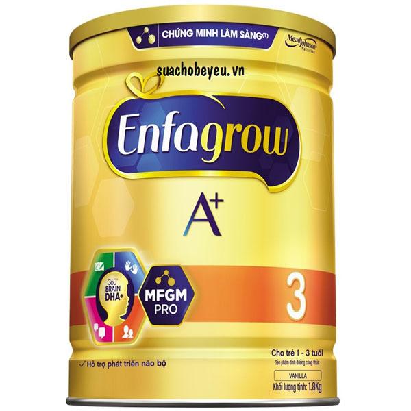 Sữa bột Enfagrow A+ 3 DHA+ và MFGM 1.8kg (dành cho trẻ từ 1 - 3 tuổi) (hộp thiếc)
