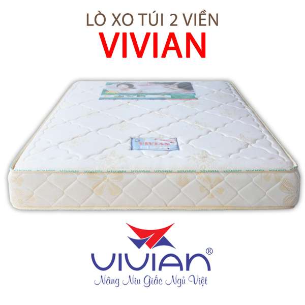 Nệm Lò Xo Túi Cao Cấp Vivian (1.4 x 2.0 m) Màu Trắng