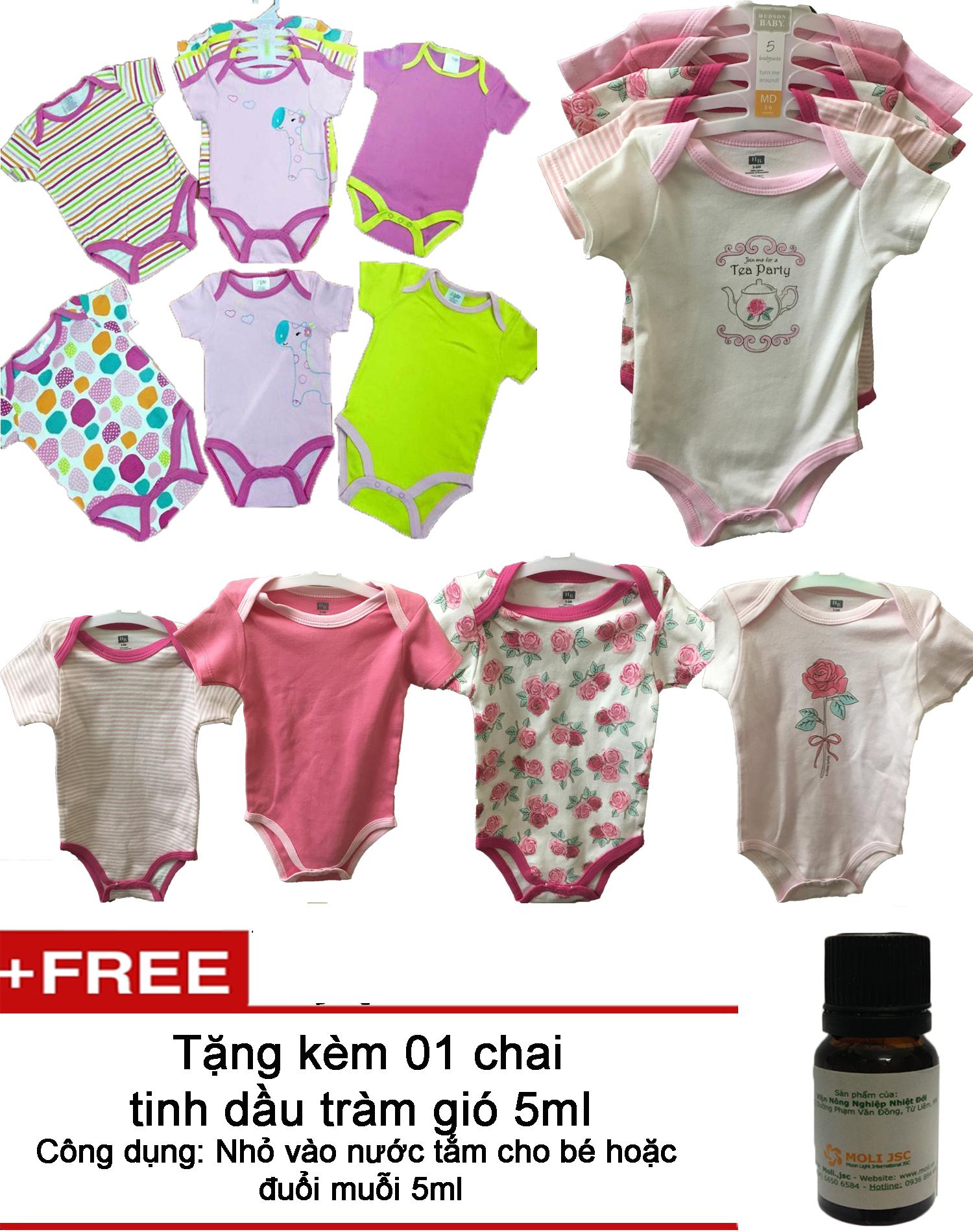 Combo 2 áo liền quần (body suite Baby Gear) cho bé gái từ 0-6 tháng (mầu sắc bất kì) + Tặng kèm 1 chai tinh dầu tràm gió 5ml