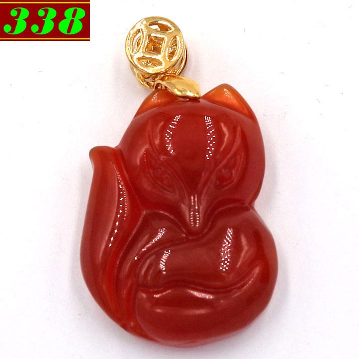Mặt hồ ly đá thạch anh đỏ 2.9cm