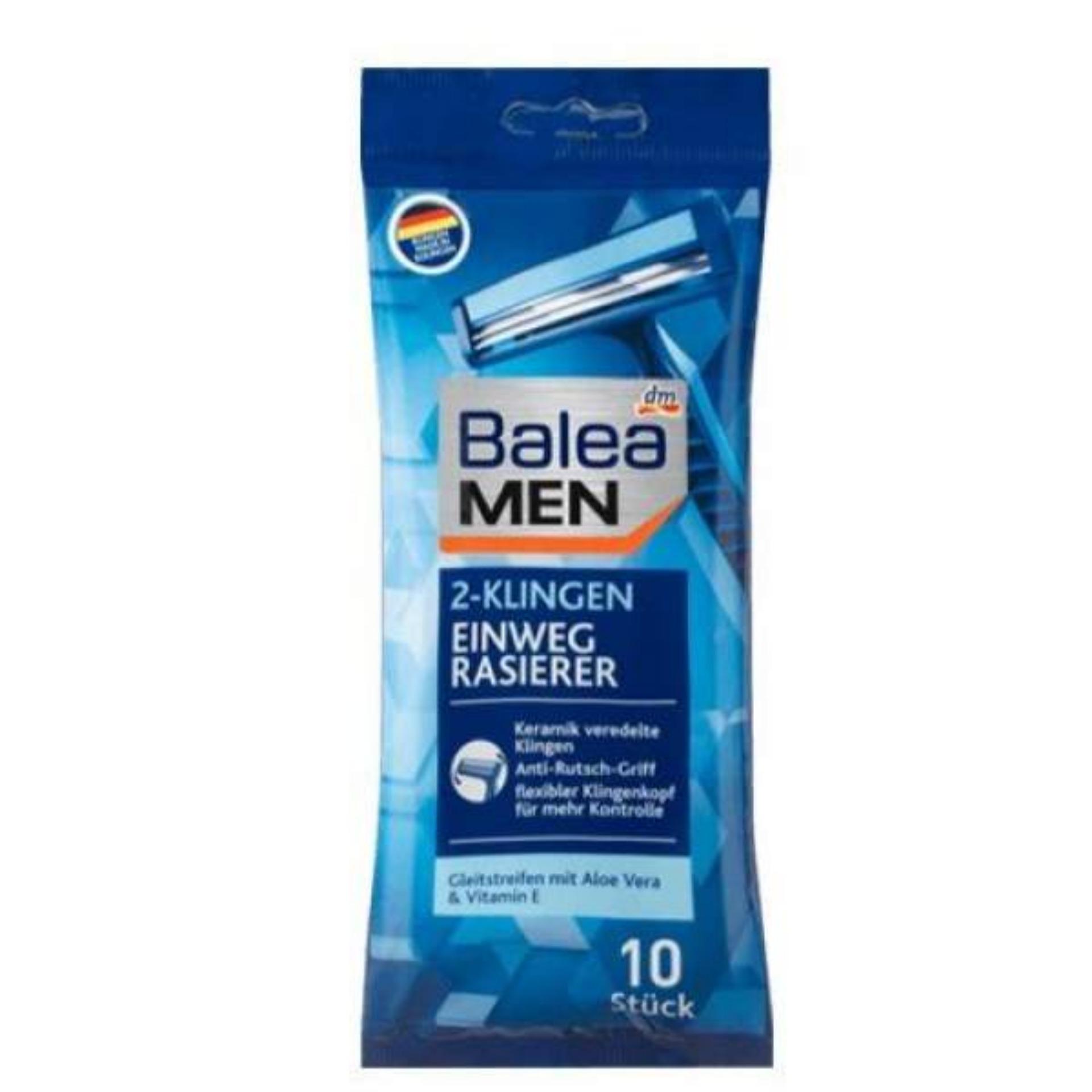 Gói 10 dao cạo râu lưỡi kép Balea (Xanh)