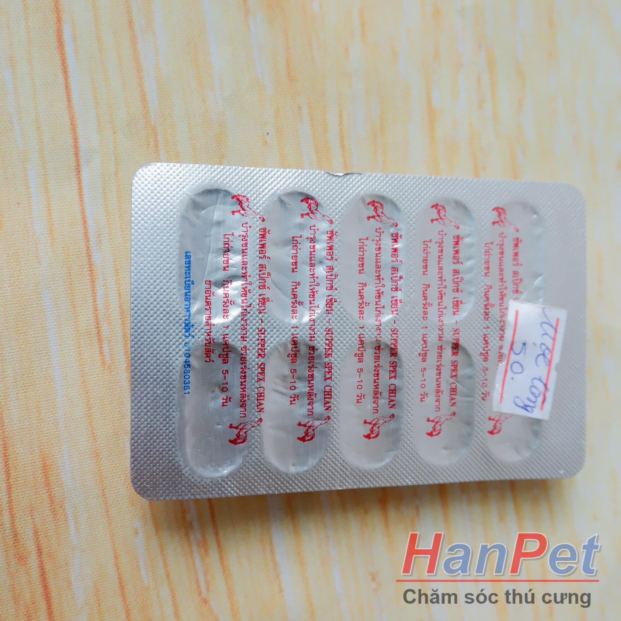 Hanpet - (Thu ốc GÀ CHỌI) (Combo 1 hộp 12 vỉ, mỗi vỉ 10 viên) kích thích mọc lông gà, ra lông gà chọi, cứng lông gà