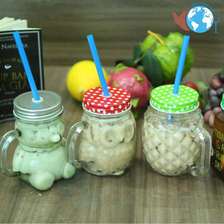 Ly Quai Trà Sữa Thủy Tinh Hình Trái Thơm 400ml