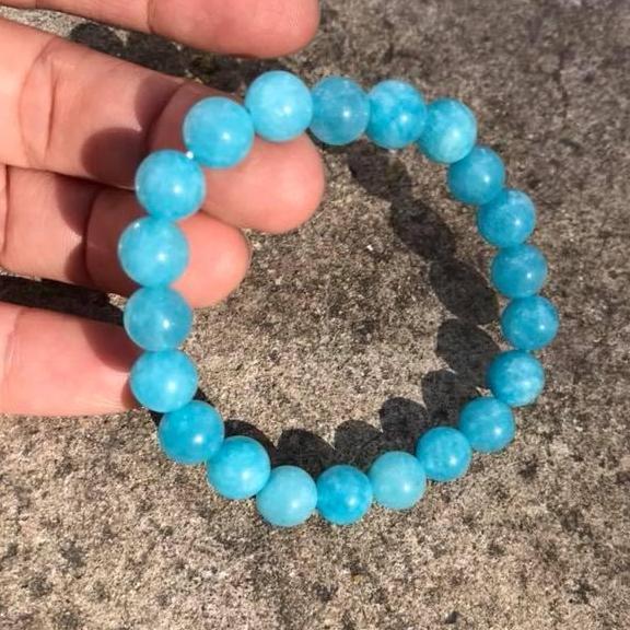 Vòng tay đá Amazonite sắc xanh ngọc thanh khiết.8ly