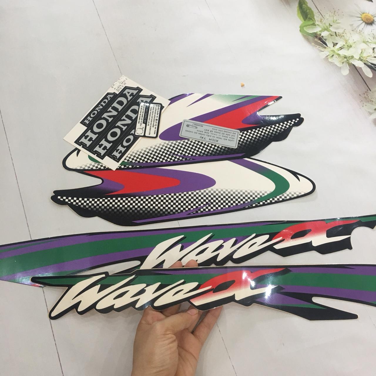 Siêu hot - Mẫu tem tân trang lại cho xe Wave alpha đời xưa bóng đẹp và bền màu như mới M14-xanh dương-114