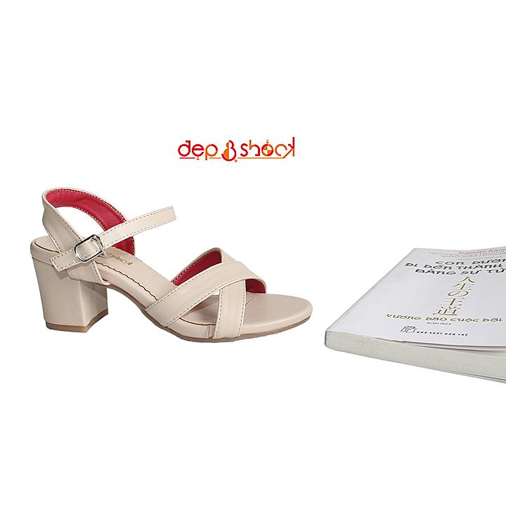 GIÀY SANDAL CAO GÓT MÀU KEM NGOẠI CỠ