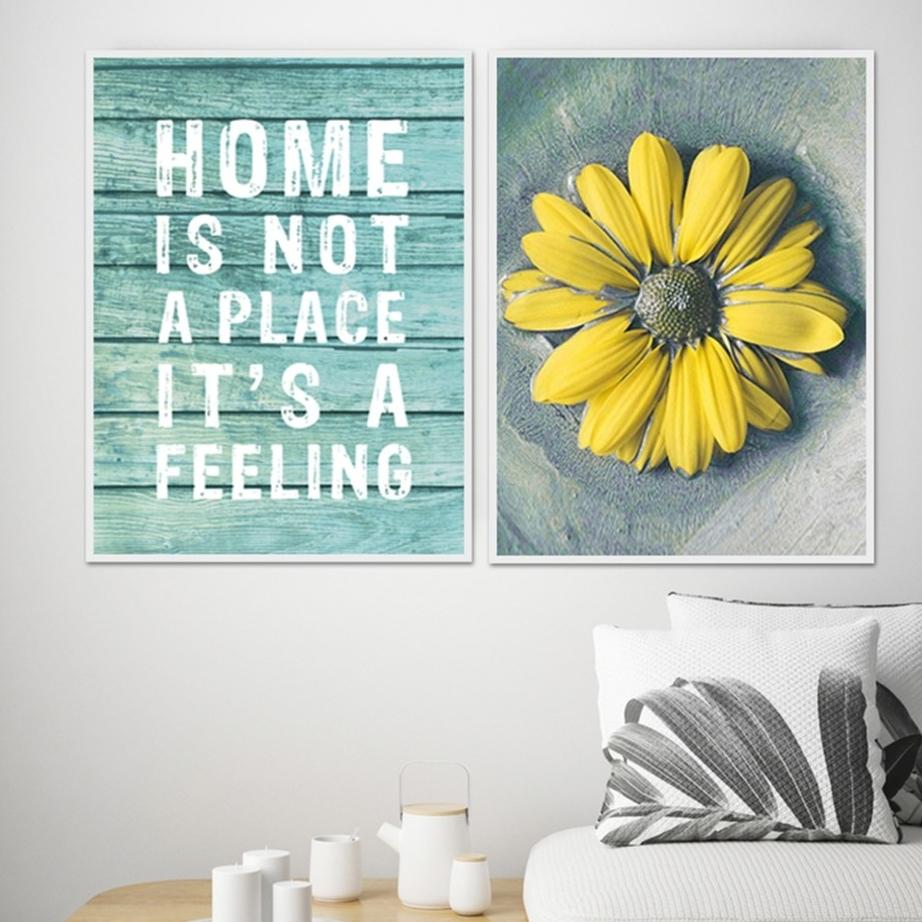 [HCM]Tranh canvas hoa cúc vàng và chữ 40x60