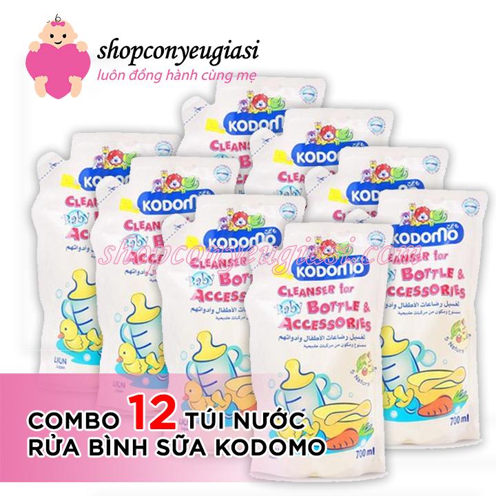 COMBO 12 Bịch Nước Rửa Bình Sữa Kodomo 700ml/Túi