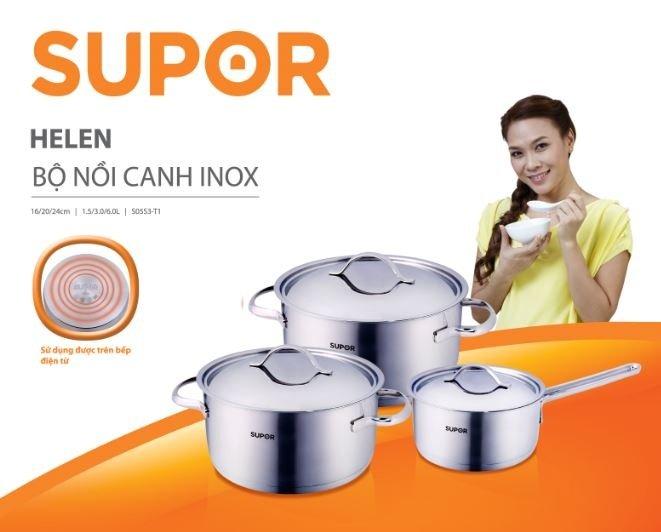 COMBO NỒI VÀ CHẢO SUPOR HELEN S05S3-T1 + F23A24IH (HÀNG CAO CẤP) - DÙNG ĐƯỢC CHO BẾP TỪ