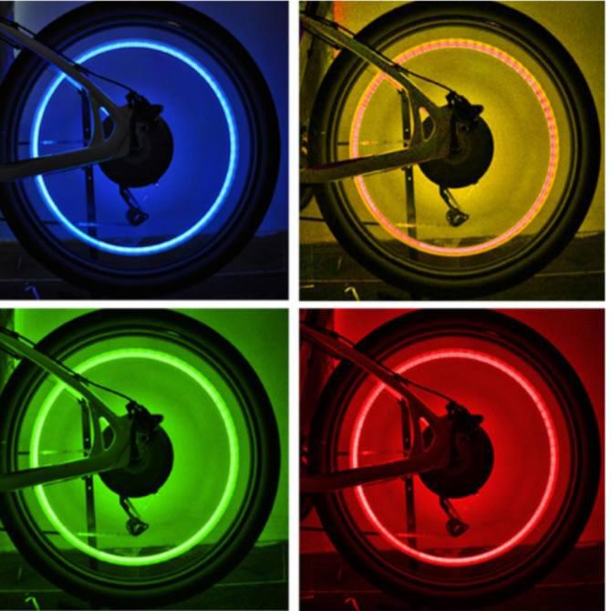 Set of 2 led lights with bicycle wheel valve