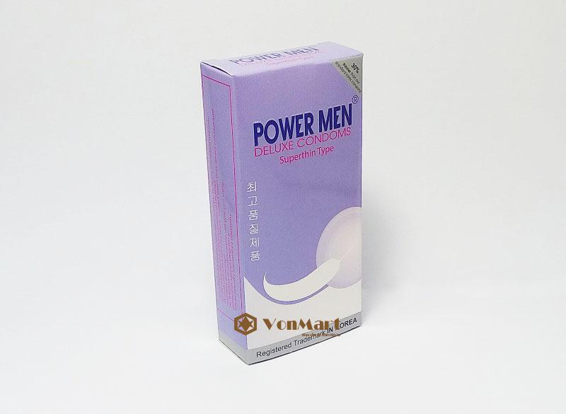 Bao Cao Su Siêu Mỏng -- Kéo Dài PowerMen Superthin Type Hộp 12 Chiếc