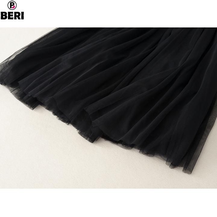 Chân váy voan lưới xòe BERI (đen) - CV018