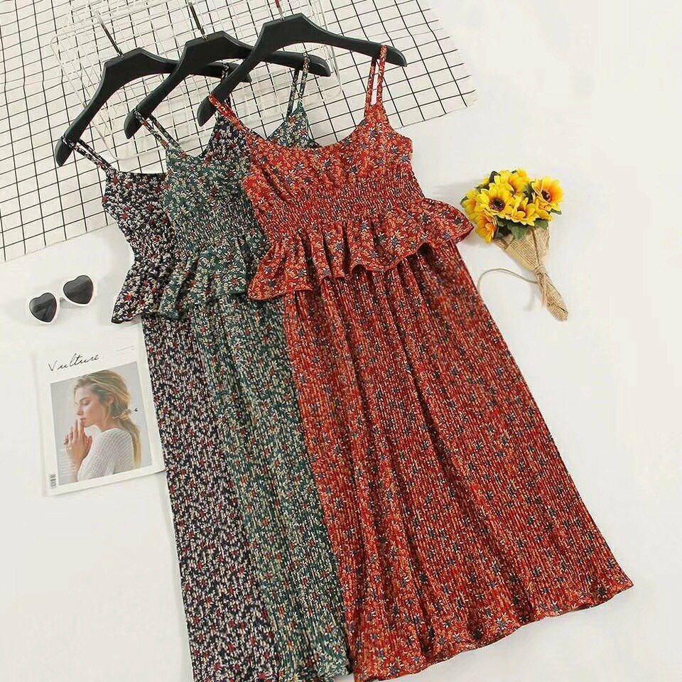 Đầm peplum hoa dập ly