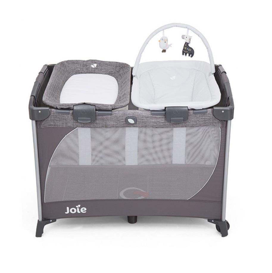 Giường cũi trẻ em joie commuter change - snooze linen gray