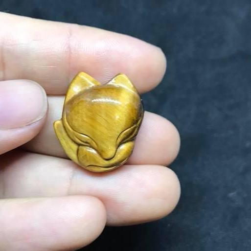 [HCM]MẶT DÂY CHUYỀN HỒ LY ĐÁ MẮT HỔ VÀNG NÂU THIÊN NHIÊN- TẶNG KÈM DÂY VÀ KHUYÊN