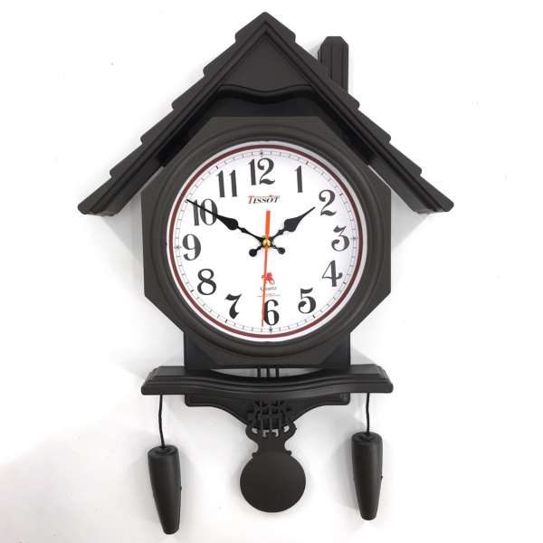 Đồng hồ treo tường hình ngôi nhà có quả lắc Vati S106 ( đen ) - độc đáo và sang trọng