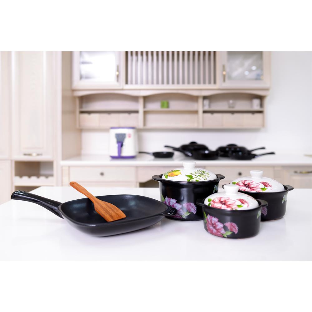 Bộ 3 nồi gốm sứ + chảo gốm sứ vuông phi 36cm Royalcooks