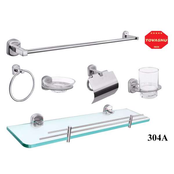 Bộ phụ kiện phòng tắm 6 món inox 304 TOVASHU