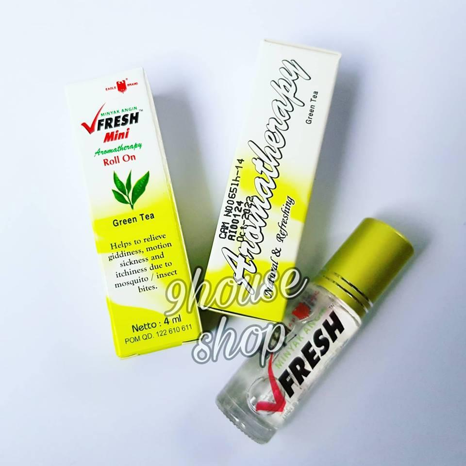 Dầu lăn tinh dầu thảo dược green tea vfresh 4cc
