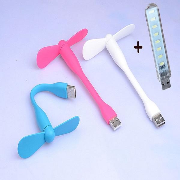 Quạt USB 2 cánh + Đèn usb 8 led siêu sáng