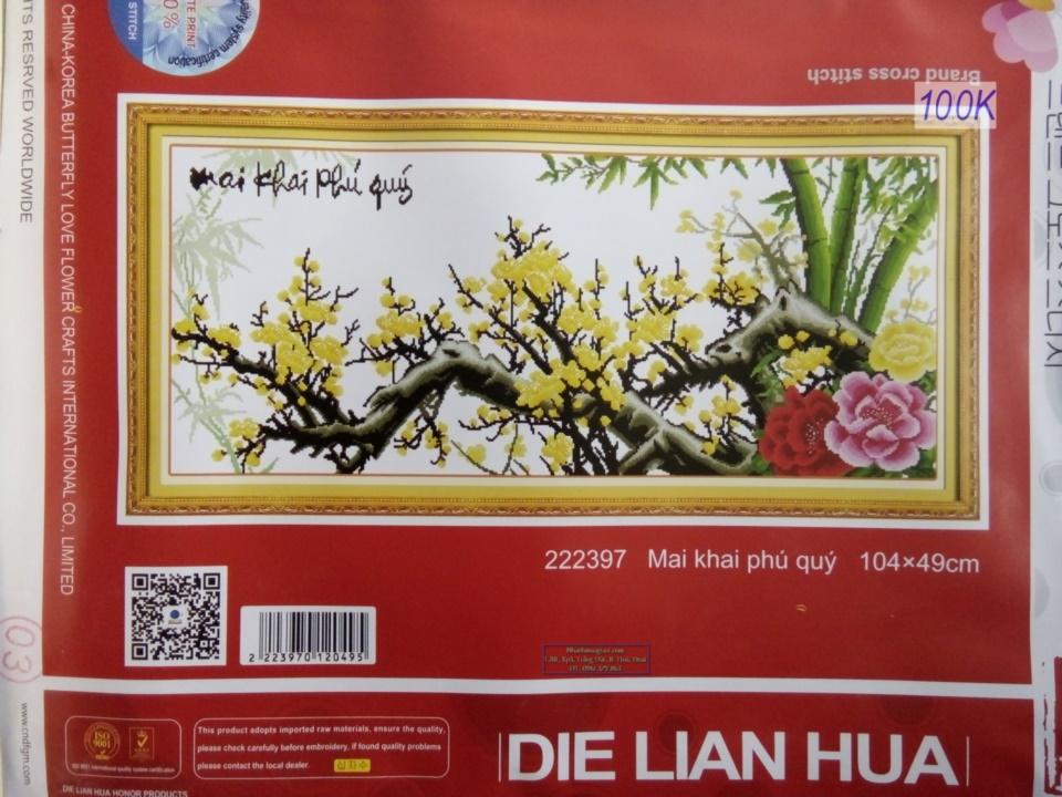 Tranh thêu chữ thập mai khai phú quý DLH-222397-Siêu thị tranh thêu