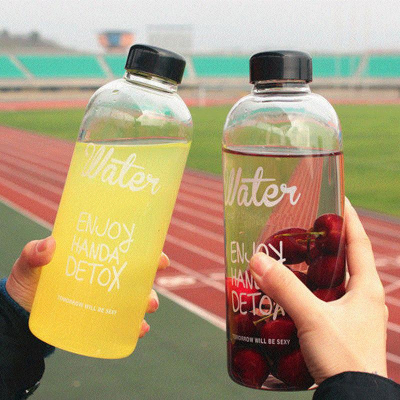 (Tặng kèm túi) Bình nước Detox water pong dang 1000ml ( màu ngẫu nhiên)
