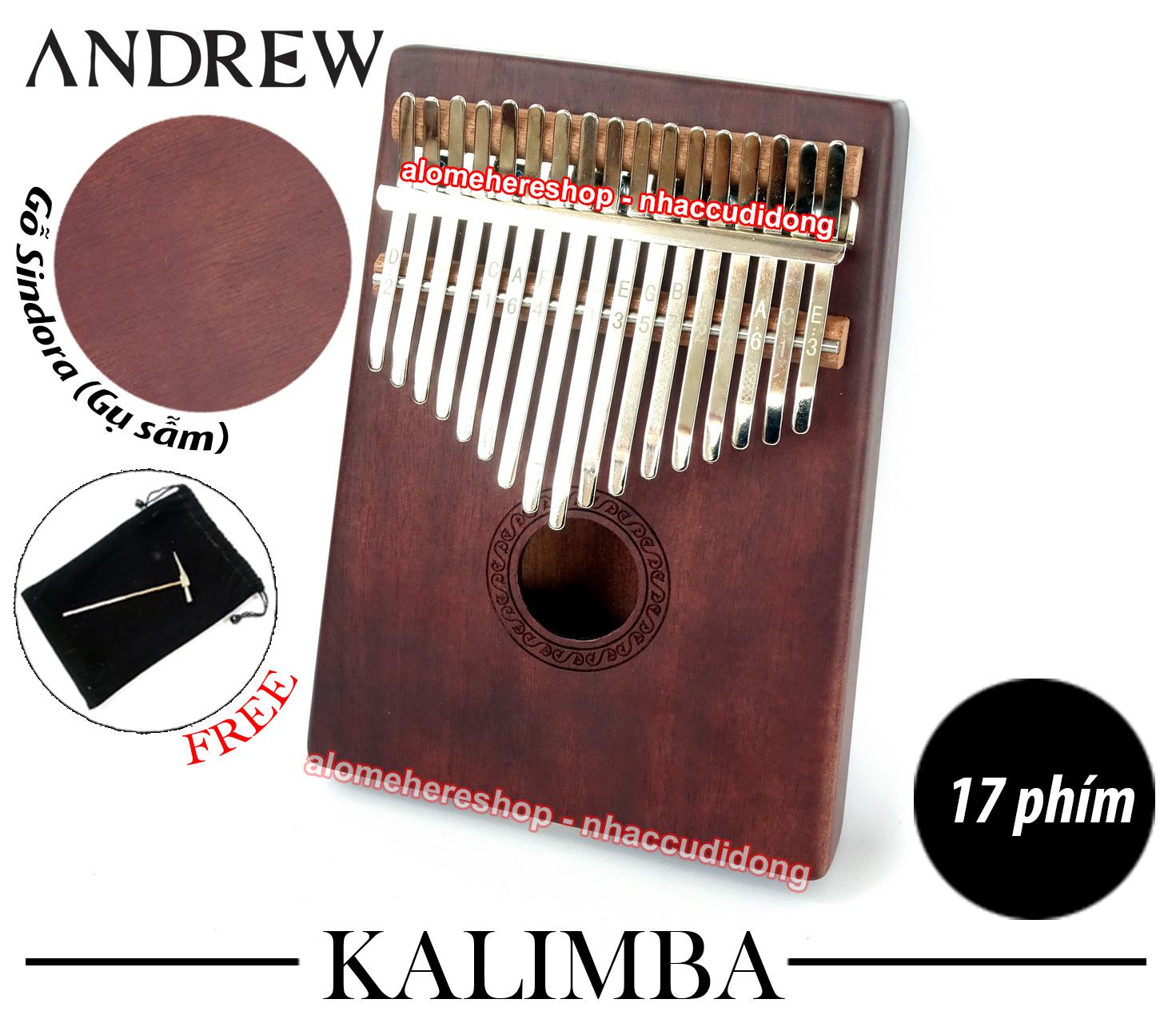 Đàn Kalimba Andrew 17 Phím Gỗ Sindora (Gụ - Vân Sẫm)