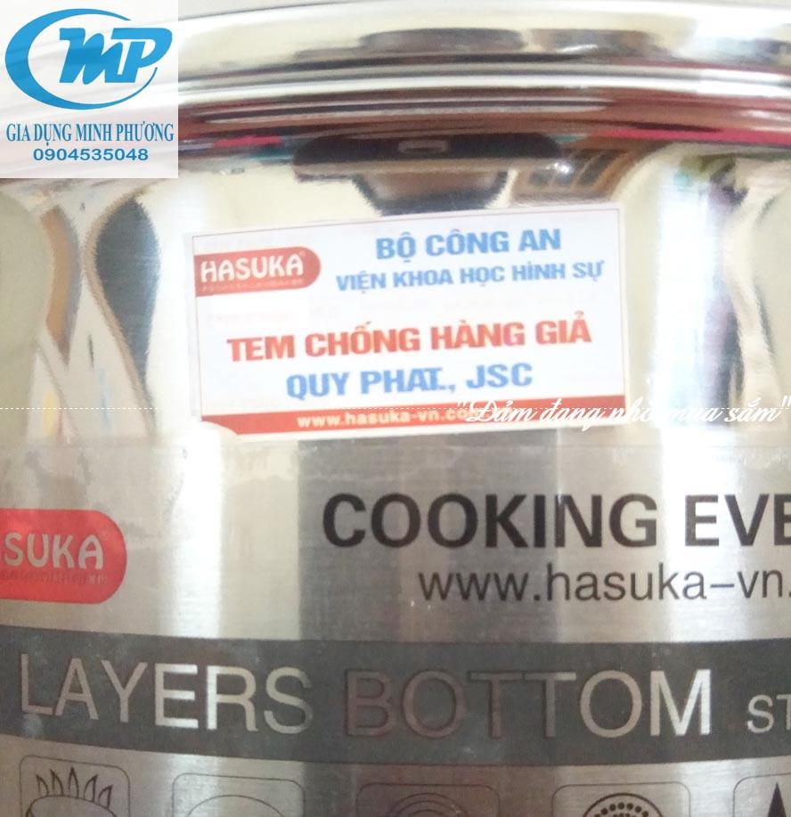 Bộ 3 Nồi 5 đáy Inox Cao Cấp 304 Hasuka Nắp Kính Dùng Bếp Từ Bảo hành 12 Tháng