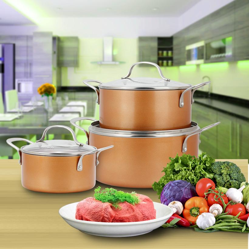 Bộ 3 nồi đáy từ chống dính ceramic size 16 - 20 - 24cm Elmich Royal Classic-2353700E